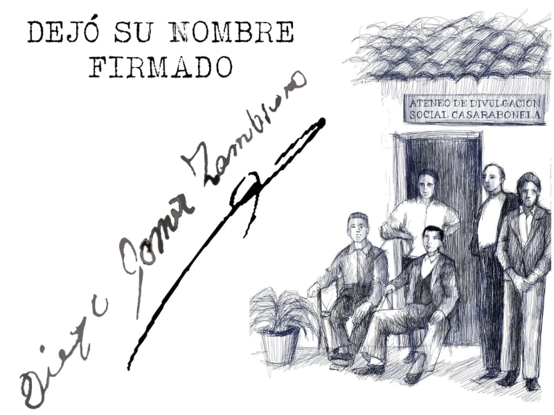 Compartimos aquí el poema ilustrado, DEJO SU NOMBRE FIRMADO